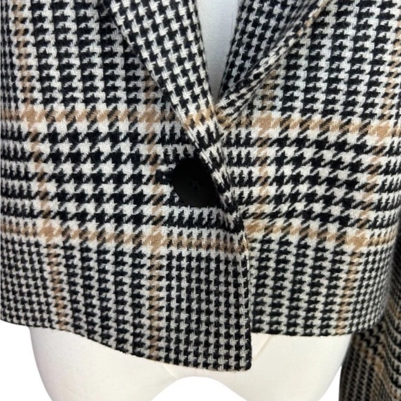 Vintage Jaeger 100% Wool Cropped Blazer Plaid Check Dark Academia Size M/L - Picture 3 of 10